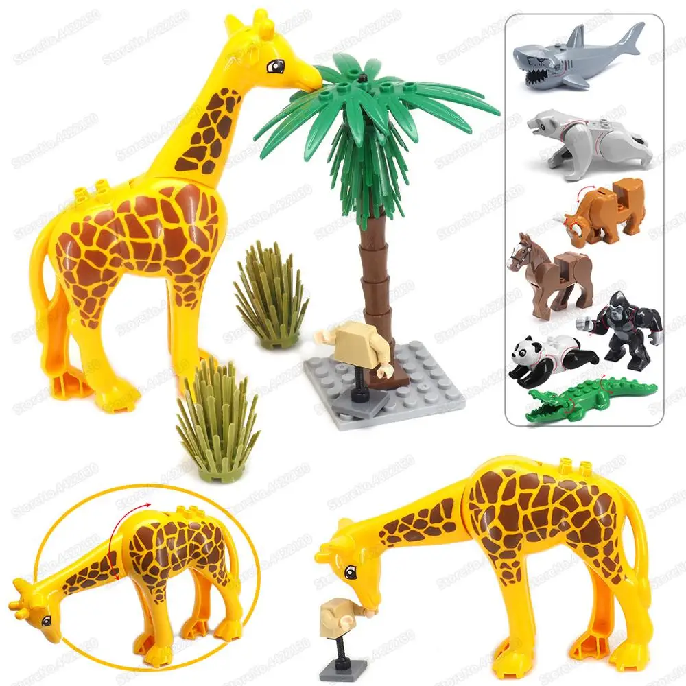 

Herbivorous Giraffe Animal Set Assembly Building Block Moc Animal World Figures Pet Friend Scenes Model Child Christmas Gift Toy