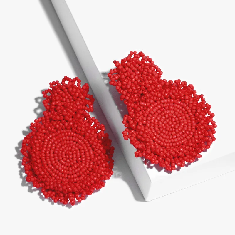 

European and American Rice Beads Earrings Exaggerated Earrings Cross-border Explosions Handmade Creative Rice Beads Earrings