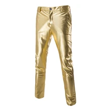 Модные мужские брюки для ночного клуба яркого золотого цвета, повседневные мужские хлопковые брюки со средней талией, крутые прямые брюки для весны и осени M-3XL