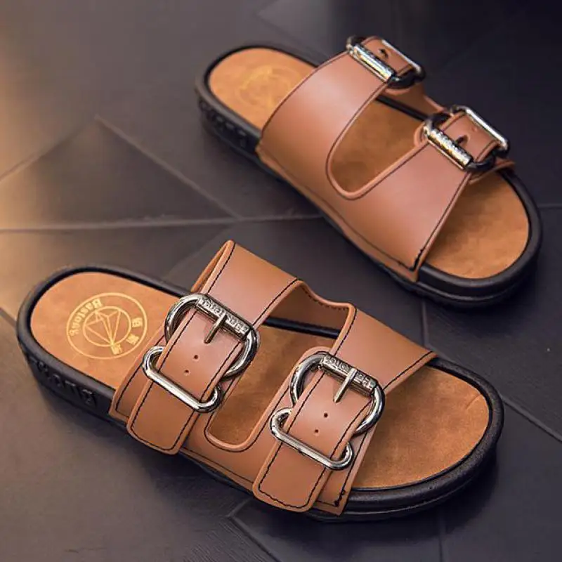 

Mens Summer Buckle Slipper Designers Flip Flops Men Beach Sandals Outdoor Non-slip Slippers Indoor Bathroom House Slippers Man