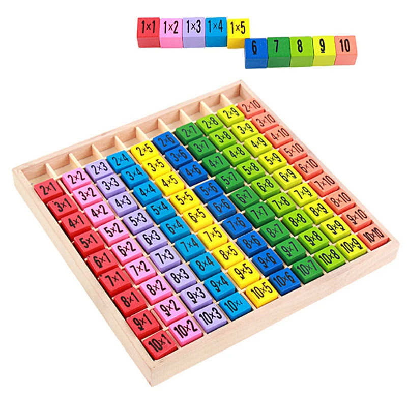 

Baby Wooden Toys 99 Multiplication Table Math Toy 10*10 Figure Blocks Baby Learning Educational Montessori Gifts