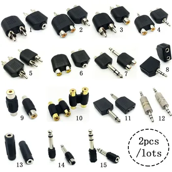 

3.5mm plug to 2 RCA jack male to female to AV Audio Connector 2 in 1 Stereo 6.5 RCA for Microphone Headset Dual Headphone Adapte