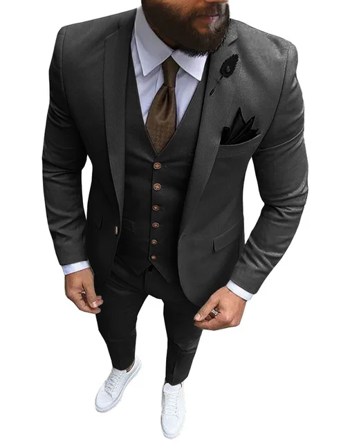 Итальянские Красочные мужские костюмы Slim Fit 3 шт деловой смокинг Блейзер Свадебный Жених выпускного вечера вечер(пиджак+ жилет+ брюки