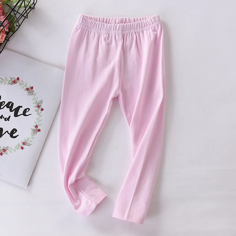 Модные Детские эластичные однотонные леггинсы на весну и осень для девочек с высокой талией, облегающая эластичная резинка на талии, детская одежда
