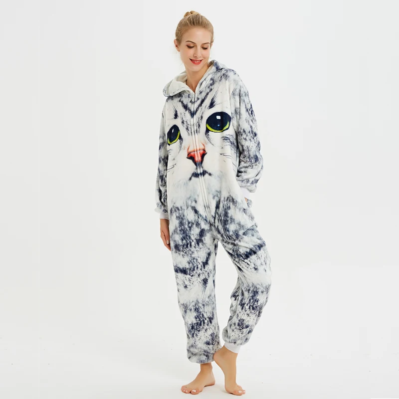 Кигуруми Единорог пижамы onesie для женщин Стич зимняя Фланелевая Пижама для взрослых Единорог пижамы в целом пара пижамы унисекс