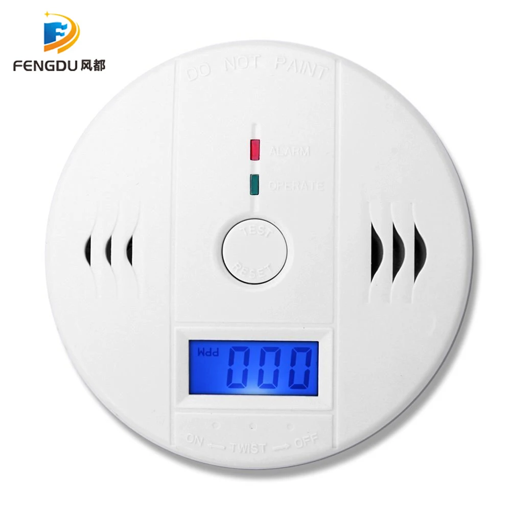 CO Gas Sensor Detector Carbon Monoxide Poisoning Alarm Detector LCD Photoelectric Independent 85dB Warning High Sensitive