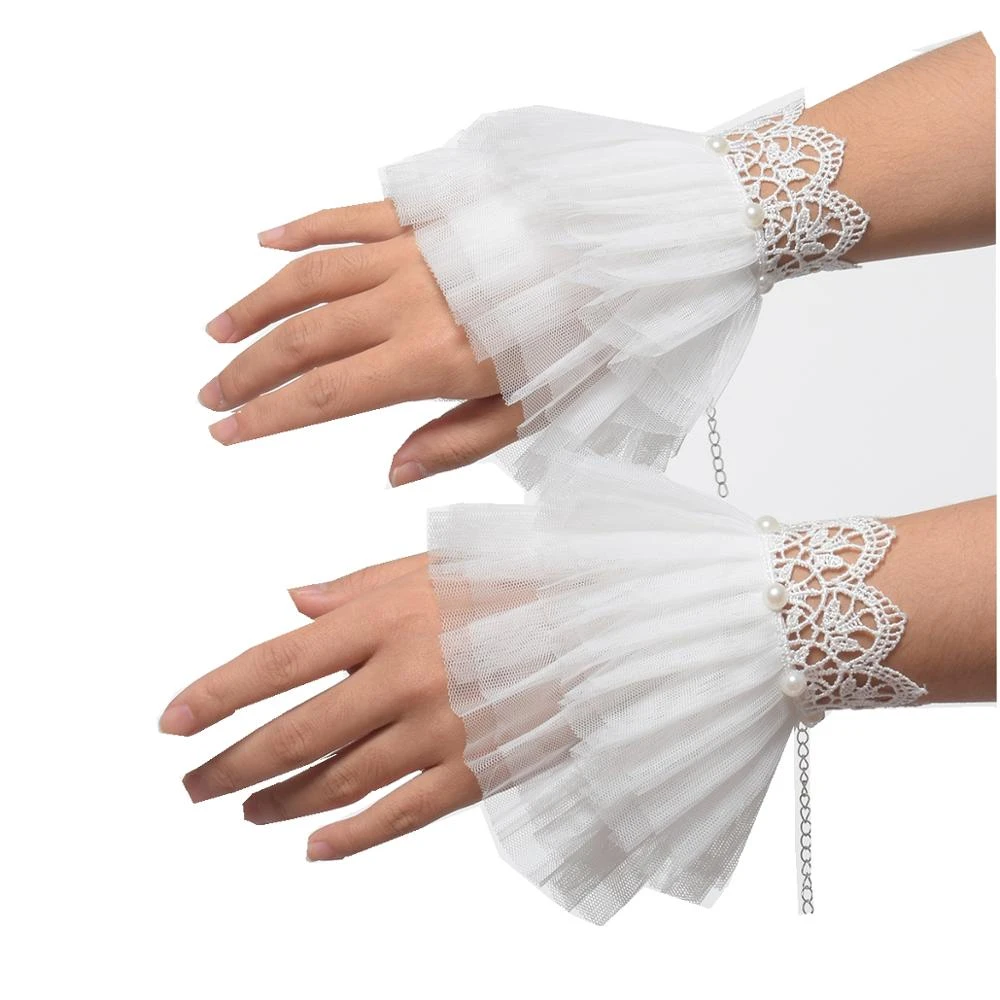 Putih Renda Pergelangan Tangan Manset Dengan Manik Manik Gaya Victoria Gelang Abad Pertengahan Bracers Aksesori Cosplay Cuff Cuff Bracelets Aliexpress
