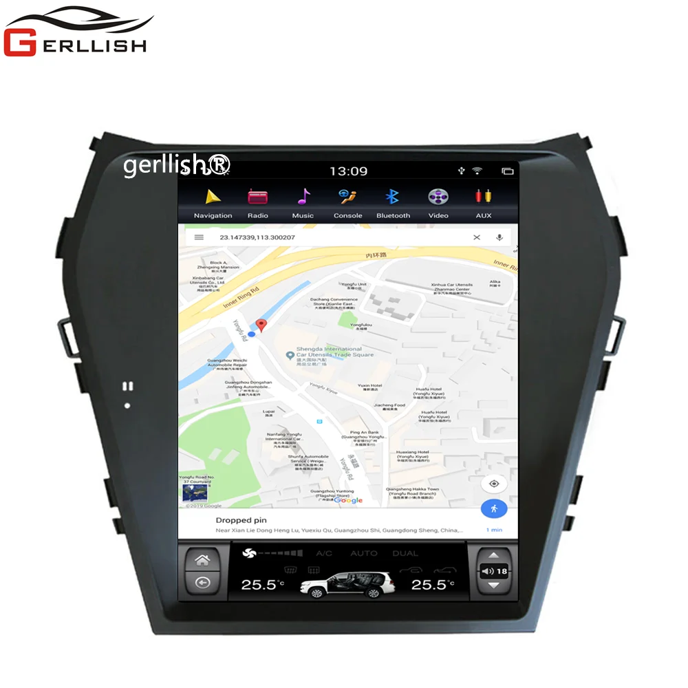 10,4 дюймов tesla стиль android автомобильный Радио Стерео dvd-плеер для hyundai santa fe IX45 2013- gps навигация