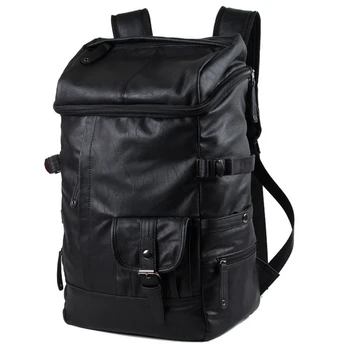 

JHD-Men's Large-Capacity Solid Black Backpack Men's Backpacks Casual Travel Bags Men's School Bags Laptop Backpacks