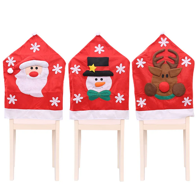 

1pc Chair Christmas Ornaments Christmas Decoration for Home Red Santa Claus Snowman Print Xmas Decoration Christmas Accessories