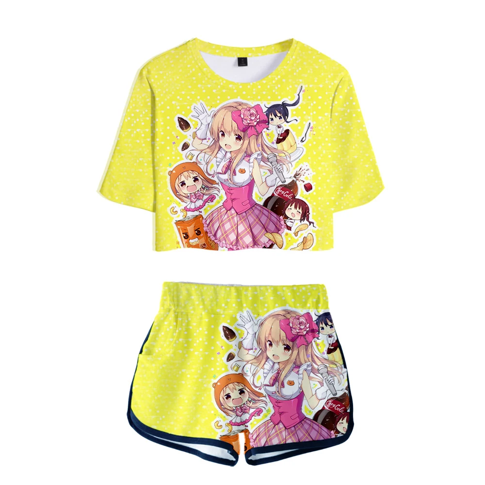 2019 Himouto! Umaru-chan/комплект из двух предметов с принтом, женский новый татанский дизайн, большой пупок с коротким рукавом и шорты с круглым