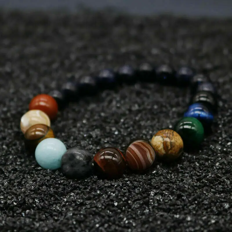 Стиль, браслет из бисера с восьмипланетами, мужской браслет с натуральным камнем, Вселенная, чакра, солнечный браслет, подарок