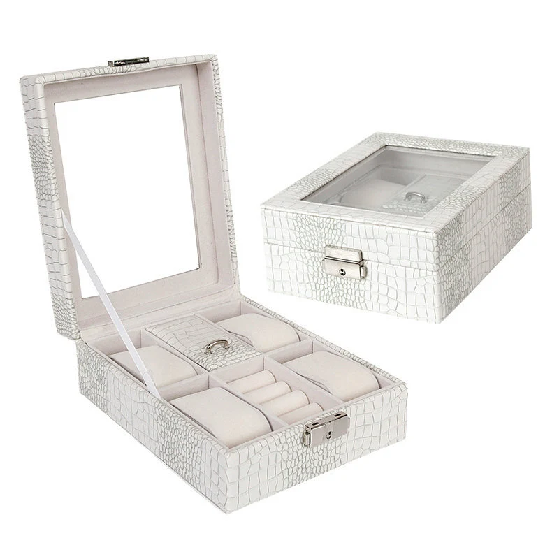 

Watch Jewelry Box Storage Organizer Case Ring Earring Necklace Leather