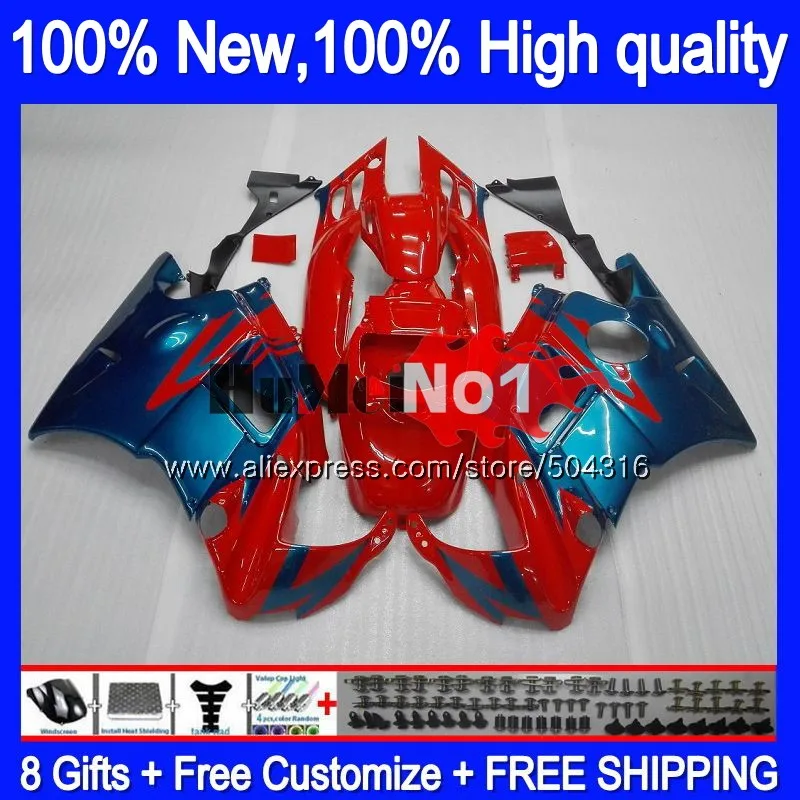 Корпус+ майка для HONDA CBR600 F2 FS CBR600FS 1MC. 23 CBR 600F2 600 F2 CBR600F2 1991 1992 1993 1994 91 92 93 94 обтекатель синий и красный цвета