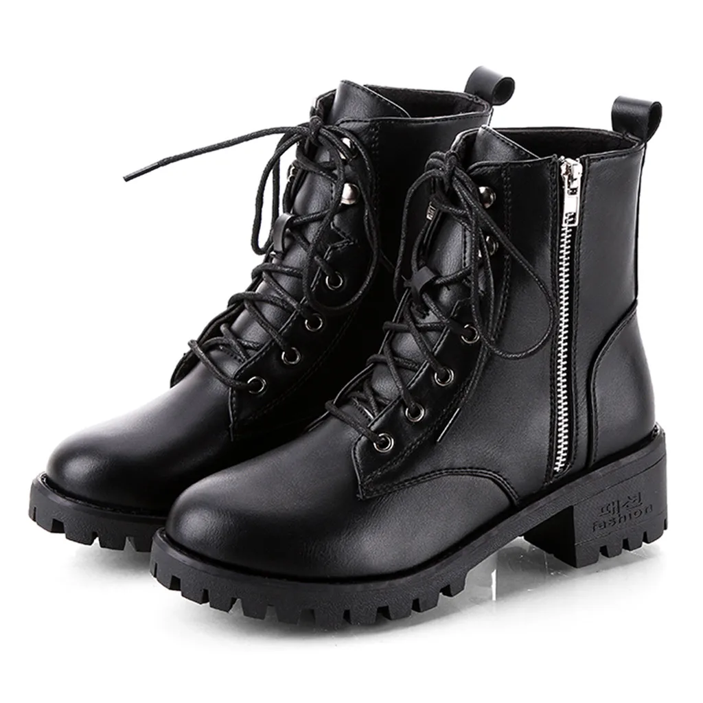 Botas militares Vintage de cuero para mujer, botines cortos de Cowboy para motocicleta, zapatos de estilo gótico para otoño, alta calidad # G7