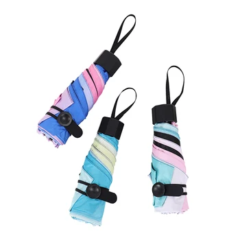 

Women's Mini Rainbow Umbrella Rain And Sun Protection 5-stage 6 Ribs Folding Small Umbrella Female Parasol For Girls Anti Uv