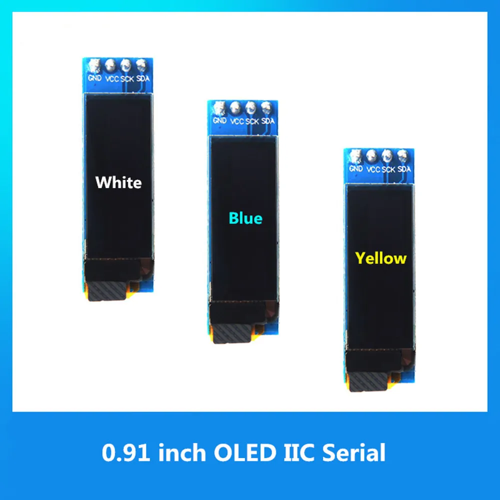 0.91 Polegada módulo oled 0.91 "branco/azul/amarelo 128x32 oled lcd display led módulo iic comunicar