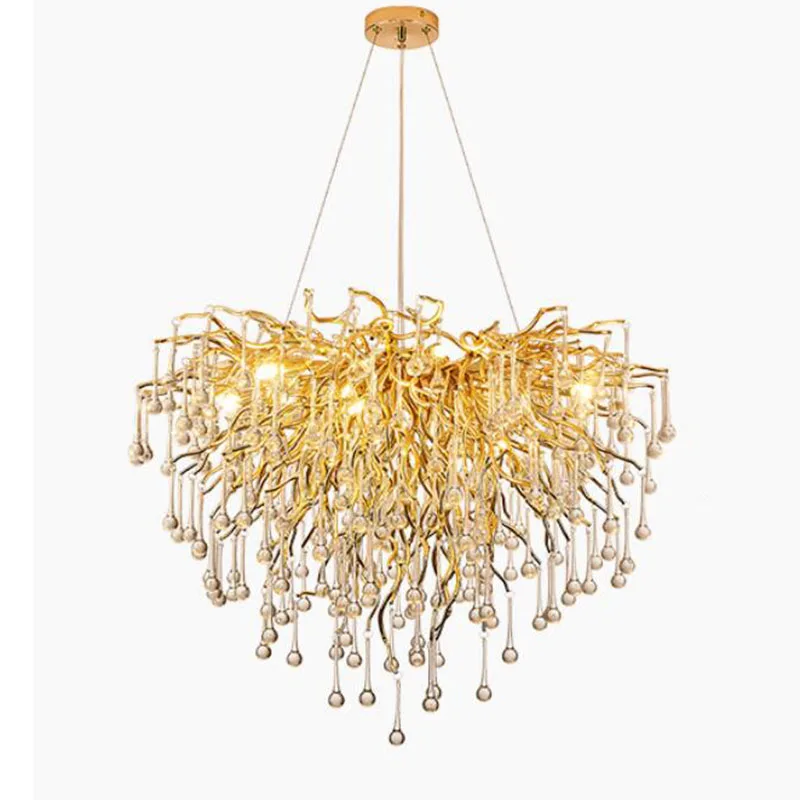 

Modern luxury Crystal Drops LED Chandelier Lighting Aluminum Branch light Suspension lamp Crystal Chandelier Lighting