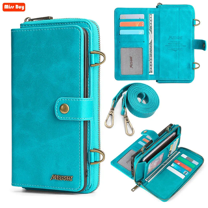 Multifunction Leather Flip Cover Handbag Card Wallet Phone Bag for Samsung galaxy S20 FE S20 Ultra S10E S10 Plus S8 S9 S7 Case