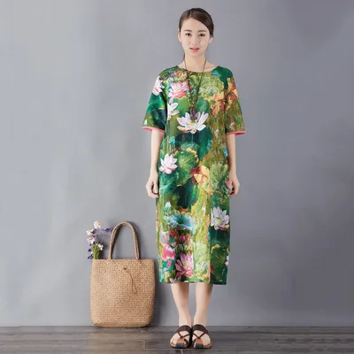 Summer Monet 's lotus Retro Art Dress | Женская одежда