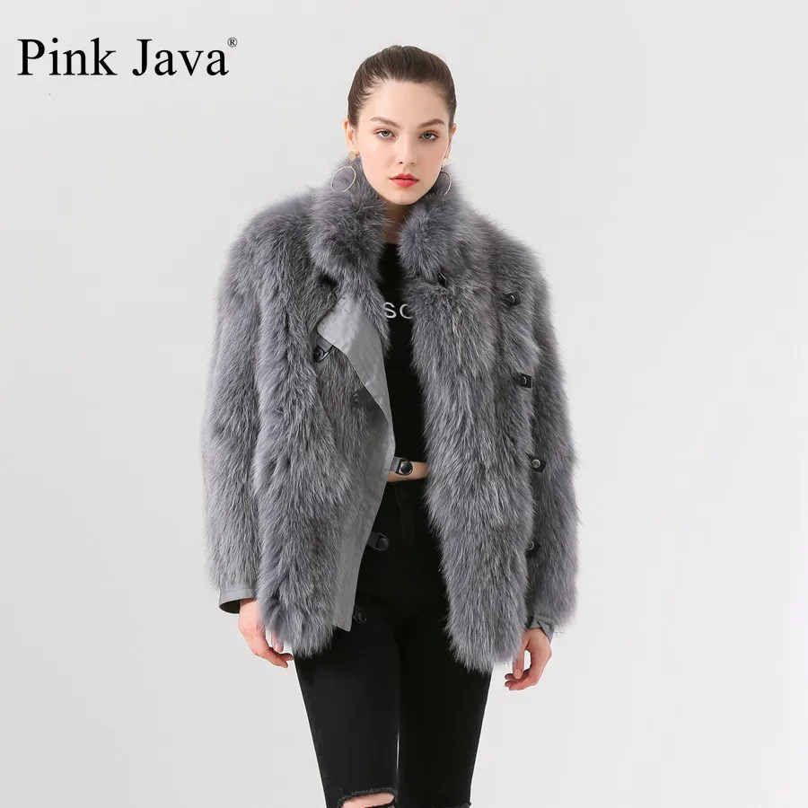 gray Короткая шуба из натурального Лисьего меха QC19069 Новое поступление, горячая Распродажа шуба из натурального Лисьего меха куртка из натурального меха Женское пальто зимнее пальто - Цвет: gray