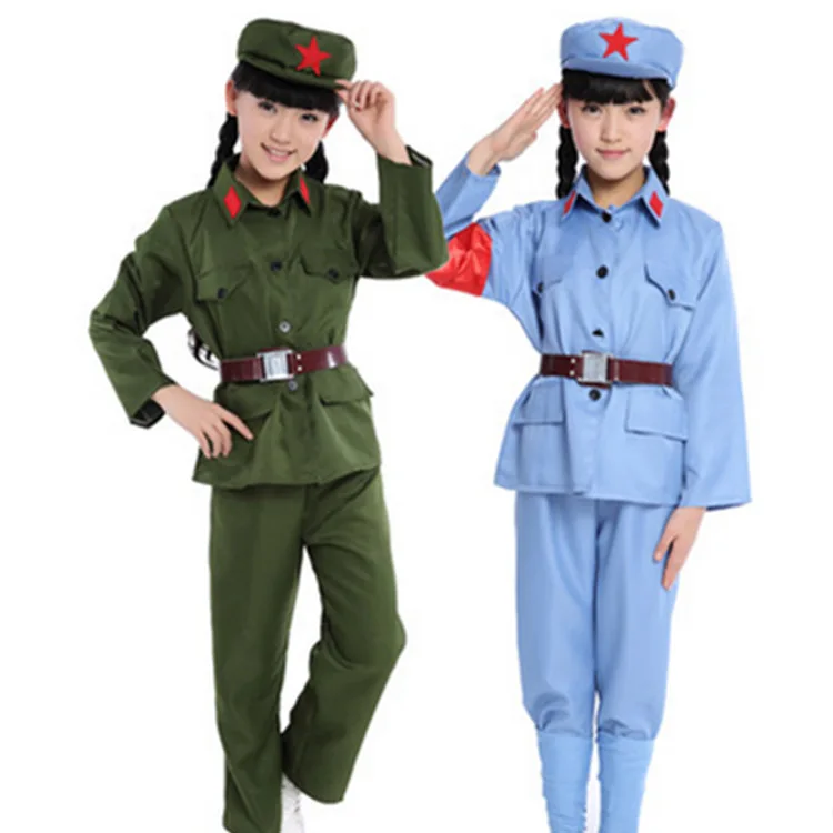 

Adult Children Small the Red Army Costume Eight-Way Uniform Red Guards Set Anti-Japanese War Liberation Cap Performance