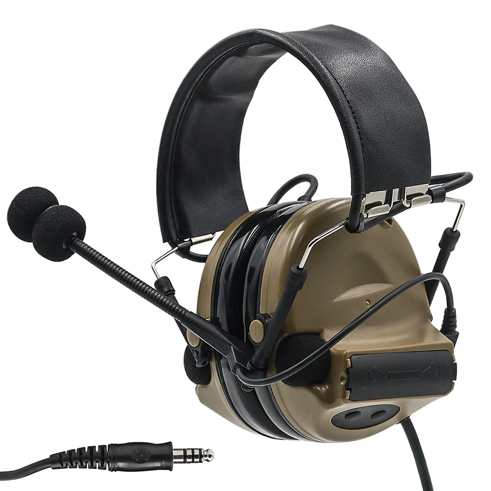 Comtac II Electronic Tactical Headset Hearing Defense Noise Reduction Sound Pickup Military Headphone Shooting Earmuffs DE