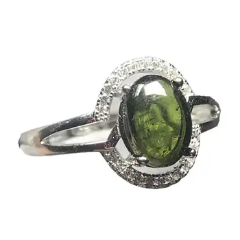

9x7mm Genuine Natural Green Tourmaline Quartz Ring For Woman Lady Man Love Oval Beads Silver Stone Adjustable Ring Jewelry AAAAA