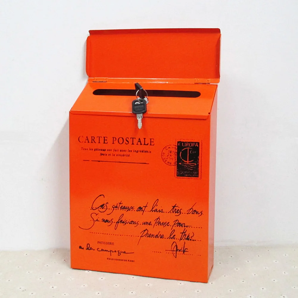 Железный замок, коробка для письма, винтажный настенный почтовый ящик, почтовый ящик для газет L5#4 - Цвет: Orange