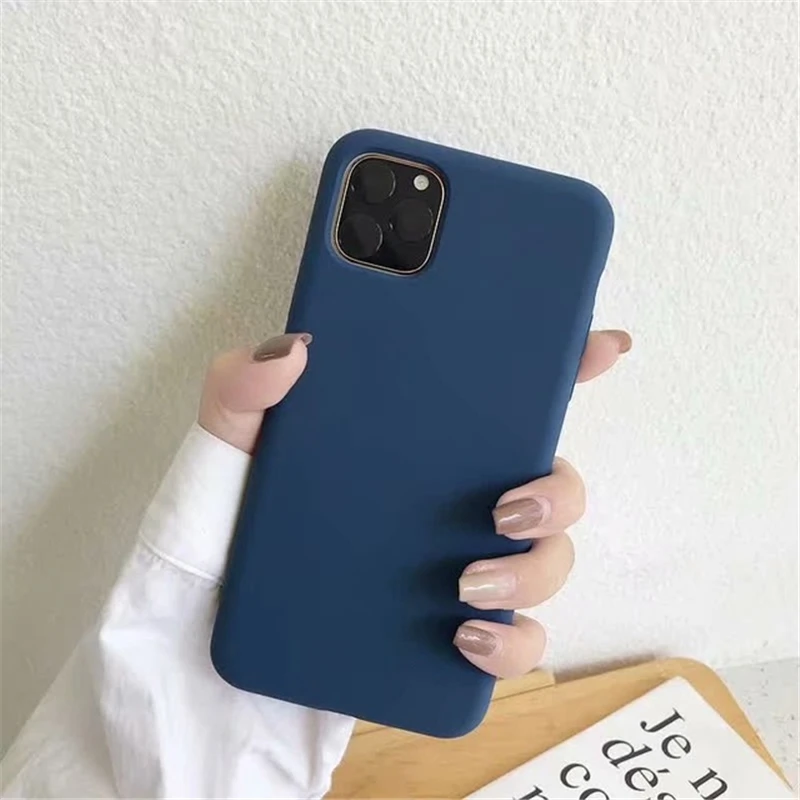 Тонкий мягкий чехол для iPhone 11 Pro MAX X XS Max XR жидкий силиконовый чехол ярких цветов Чехол для iPhone 7 8 6 6S Plus - Цвет: Синий