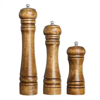 

5/8/10 Inch Manual Pepper Grinder Oak Wood Salt Pepper Spice Mill Grinder Handheld Seasoning Mills Tool BBQ Kitchen Tool