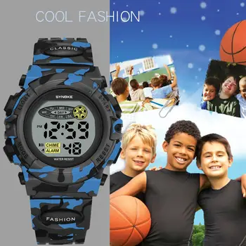 

SYNOKE Men Sport Digital Watches Simple Camouflage Colorful LED Waterproof Male Electronic Wrist Watch Relogio Masculino