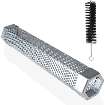 

Portable 12Inch Stainless Steel BBQ Wood Pellet Tube Smoker for Hot or Cold Smoking Complete with Cleaning Brush,2 PCS