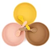100%Food Safe Approve Silicone Children's Tableware Fashionable Round Food Plates Waterproof Training Bowl Baby Accessories 4