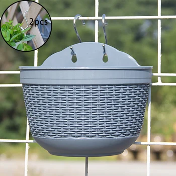 

Wall Hanging 1*Flower Pot+2*Hooks Flower Pots Planter Decor With drainage hole