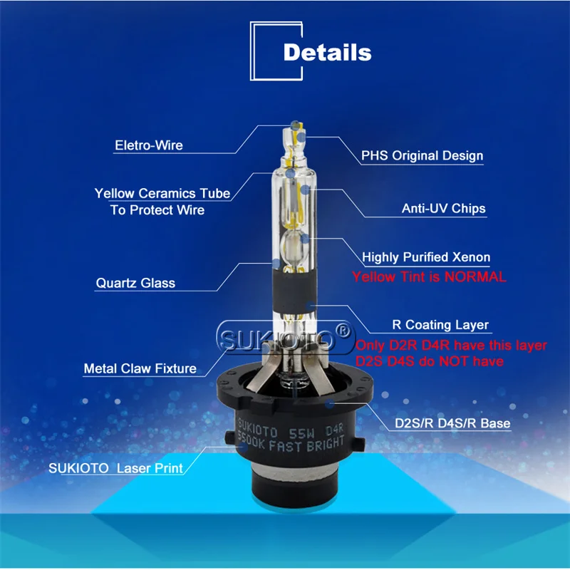 SUKIOTO GENUINE ڵ ũ HID , Ÿ , 55W, D4S, D4R, D2R, D2S, ʰ淮 D2, D4, 5500K, 10 