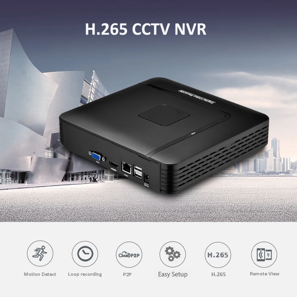 Network Video Recorder H.265+ Max 8MP 4K Output CCTV Mini NVR 16CH 9 CH 4K 8MP Face Detection Security Motion Detect P2P CCTV NVR