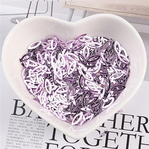 100Pcs/Pack 3*9MM Hollow Horse Eyes Sequins PVC Paillettes DIY Wedding Sewing Sequin Craft Garment Lentejuelas Accessories Lila