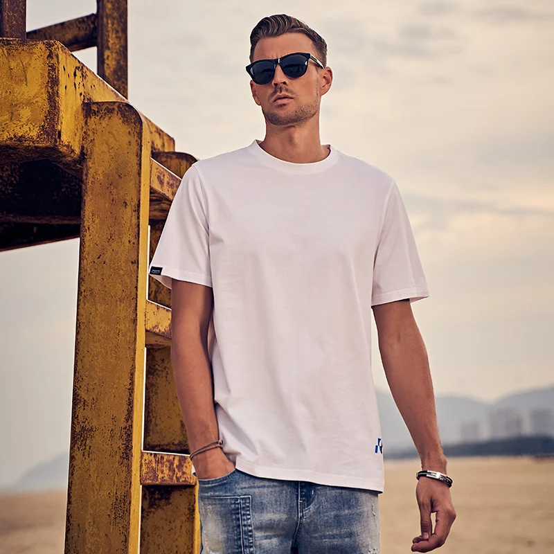 Enjeolon new summer mens Casual 100% Cotton T shirt fashion Letters Print Short sleeved T7490 | Мужская одежда