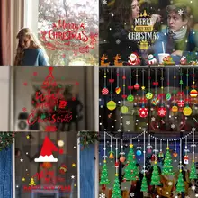 HUIRAN Рождество Санта Клаус снежинки Наклейка на стену на окно рождественские украшения для дома Рождество декор год наклейка s