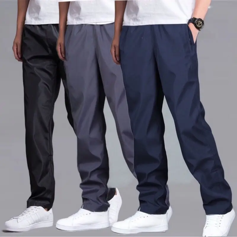 Men's Sweatpant Trousers Autumn Winter Plus Velvet Warm Pant Or Summer Quick-drying Loose Straight Wear-resistant Thin Pant Men
