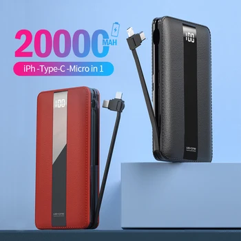 

WEKOME Power Bank 20000mAh Mini PowerBank LED Display Built in Cable Portable Poverbank for iPhone Xiaomi Mi External Battery