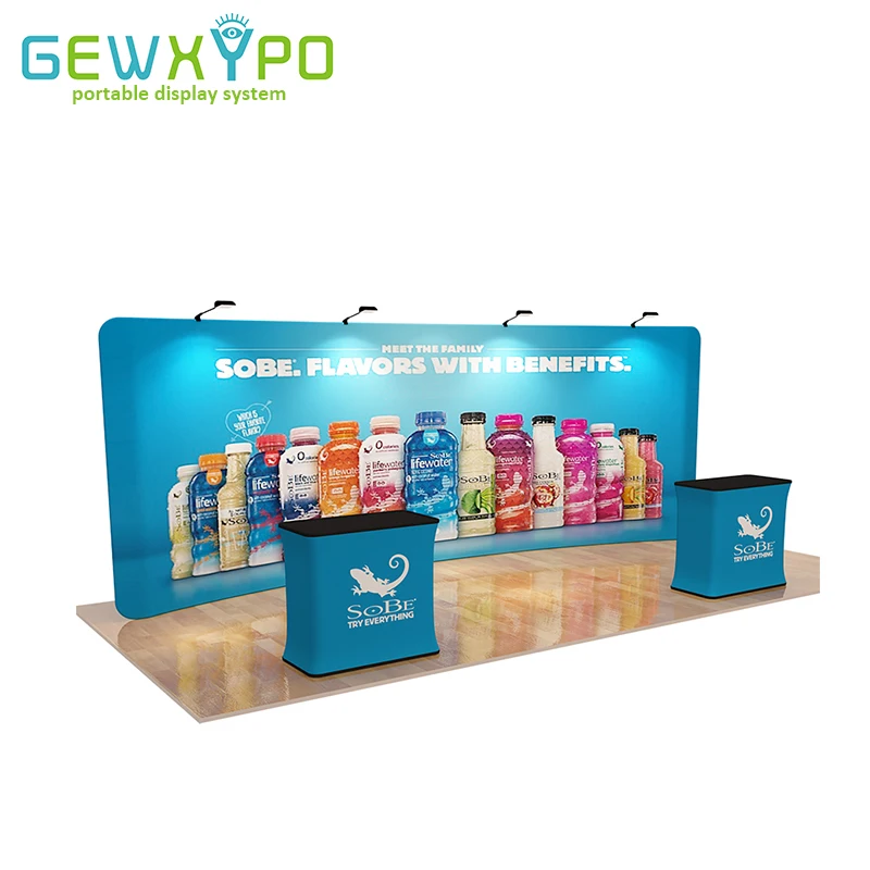 8ftX20ft Curved Advertising Banner Tension Fabric Display Wall With Graphics Printing And Two Podium Hard Case(Include All) | Дом и сад