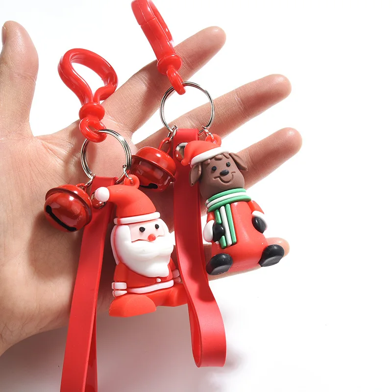 

New Pvc Soft Plastic Santa Claus Doll Keychain Creative Pendant Cute Bag Pendant Car Key Chain Christmas Gift