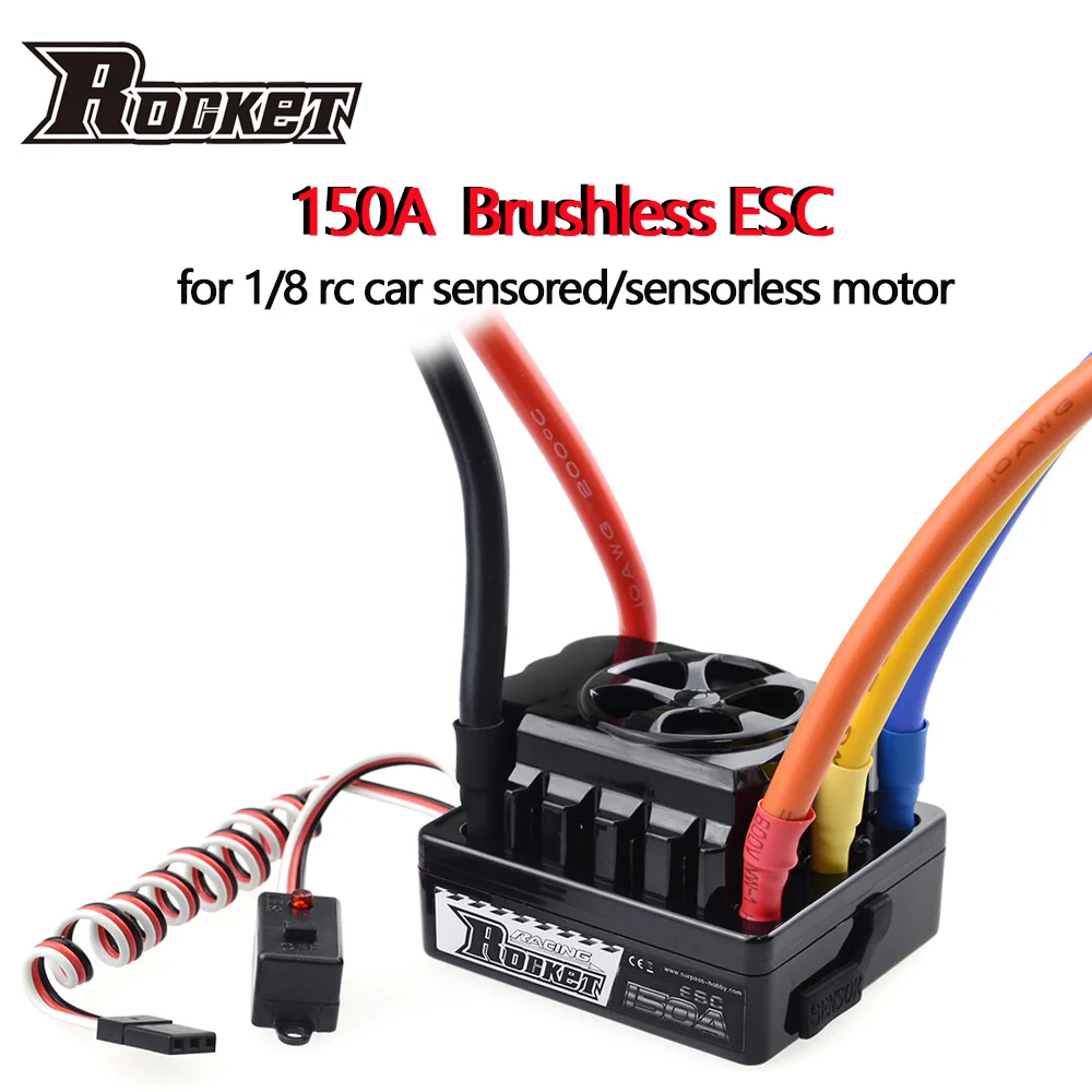 US $79.37 Rocket Beast 150A Brushless Sensored ESC Electric Speed Controller 684V3A BEC for 15 18 RC Traxxas Monster Buggy Baja Car