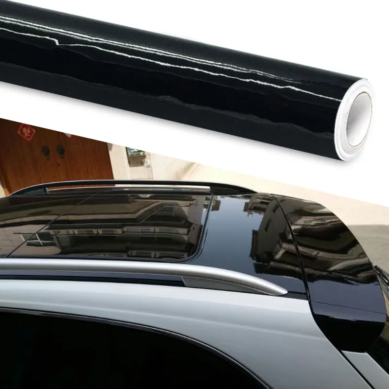 

50CMx152CM High Glossy Black Fiber Vinyl Wrapping Film Car Appearance decoration Motorcycle Tablet Stickers Car Styling