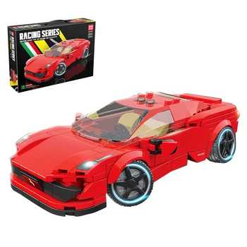 

332Pcs Static Luxury Racing Car Bricks DIY Sports Car Building Kit Small Particle Vehicle Toy For Children Birthday Gift - Red