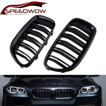 

SPEEDWOW 1 Pair Car Front Grille Gloss Matte Black Kidney Grille Racing Grills For BWM 5 Series F10 F18 2010-2017 Car Exterior