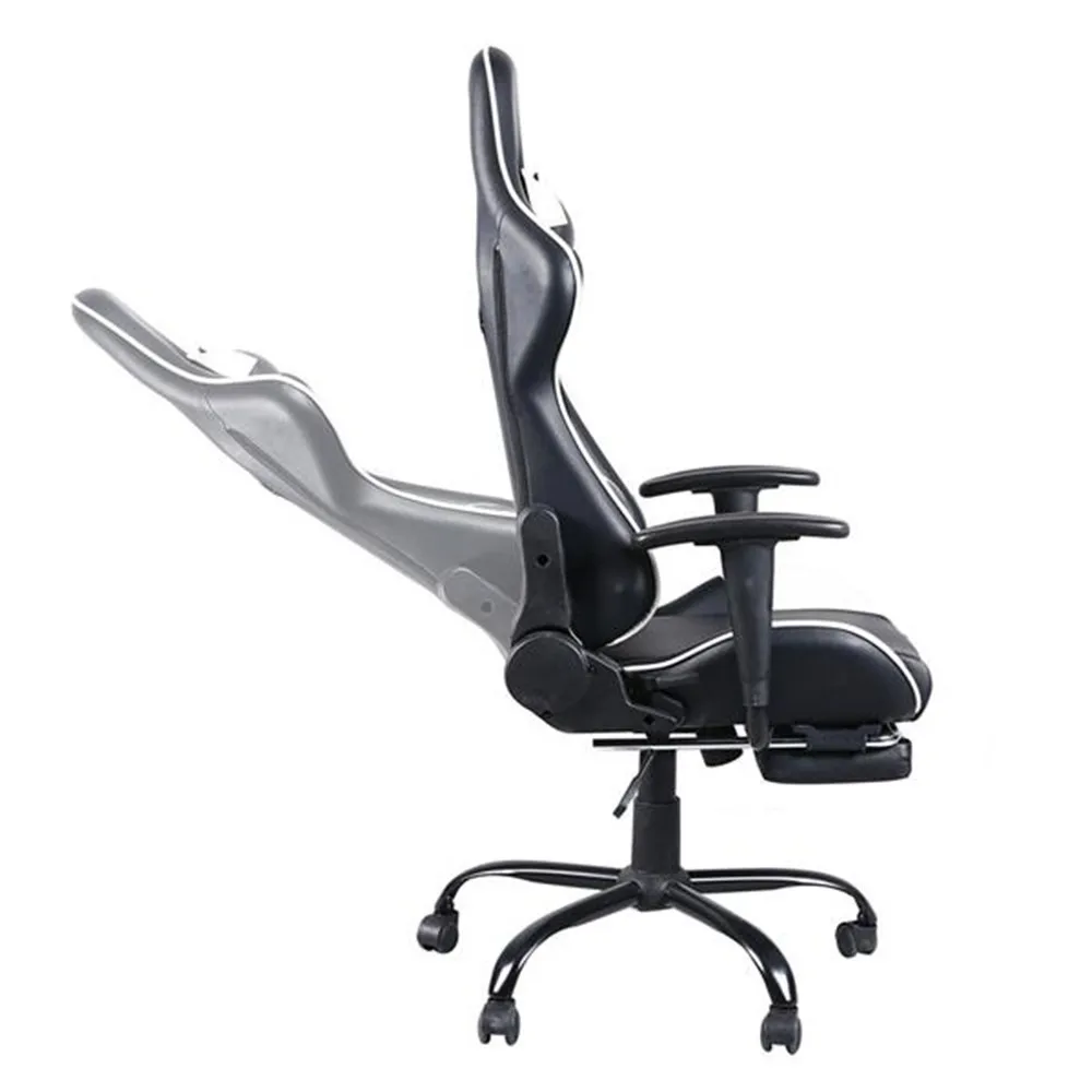  High Back Swivel Chair Racing Gaming Chair With wheels Office Chair with Footrest Tier Black & Whit