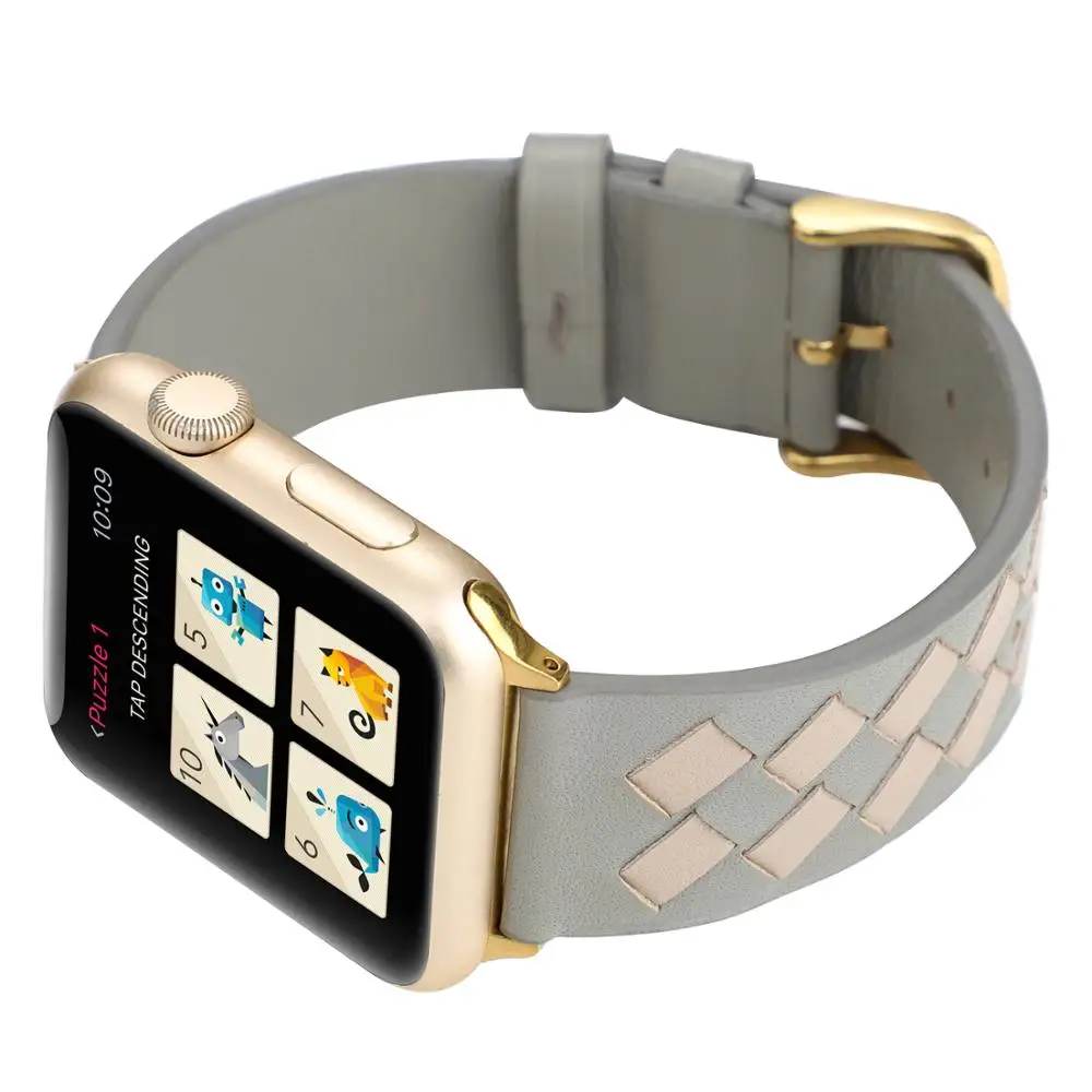 Ремешок из натуральной кожи для apple watch 5 apple watch 4 40 мм 44 мм 38 мм 42 мм креативный розовый сетчатый Браслет ремешок для iwatch 3 2